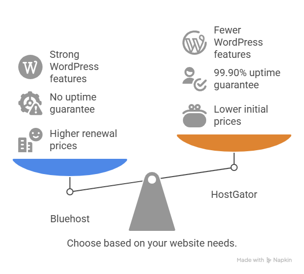 Bluehost vs hostgator Pros and Cons