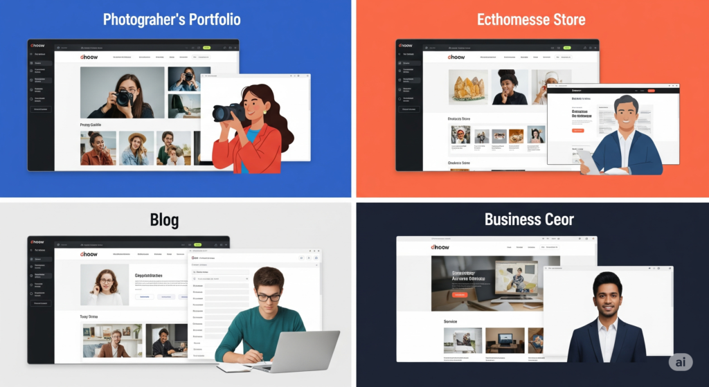 Different type comparing website builders image